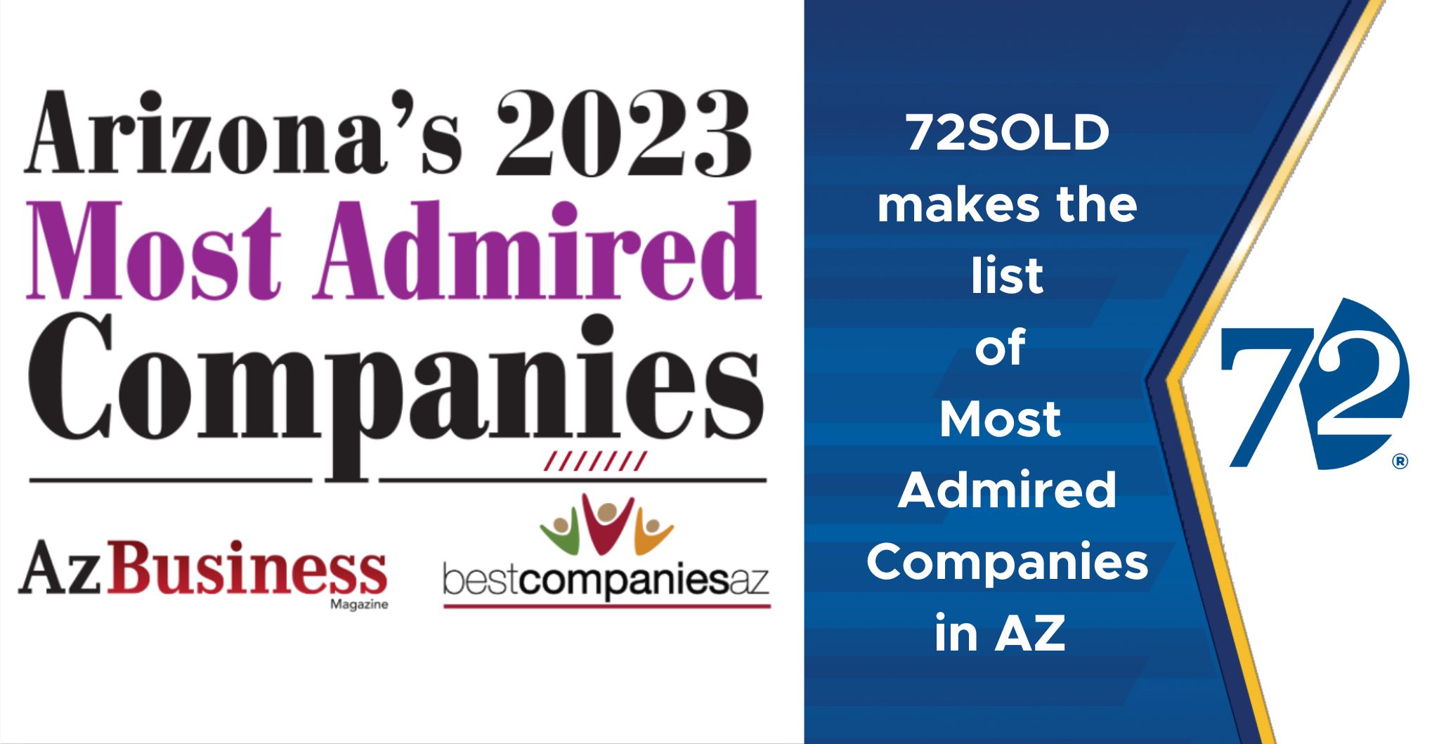 72SOLD has been selected as one of AZ Business Magazine's, Arizona's Most Admired Companies of 2023.